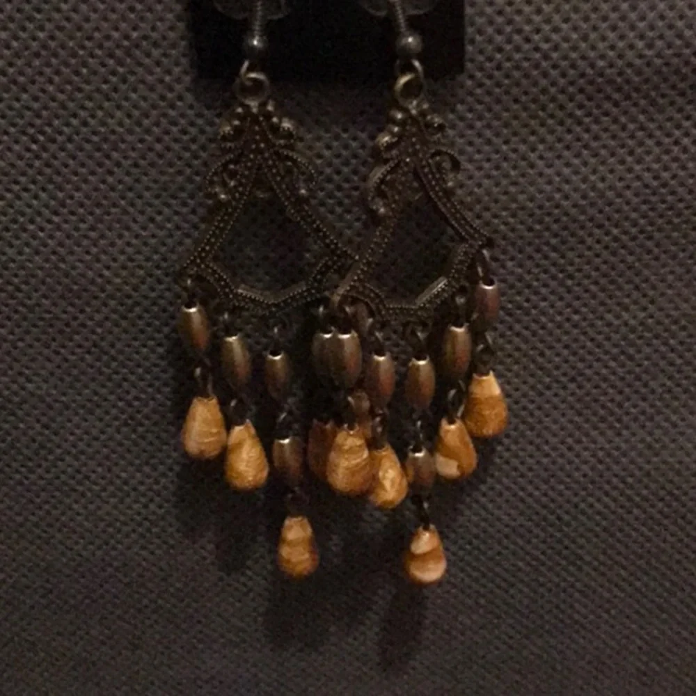 Gold Chandelier Earrings - Picture 2 of 5